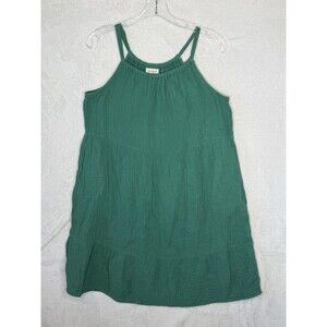 Cat & Jack Girls XXL 16/18 Green Cotton Woven Tiered Sleeveless Maxi Dress